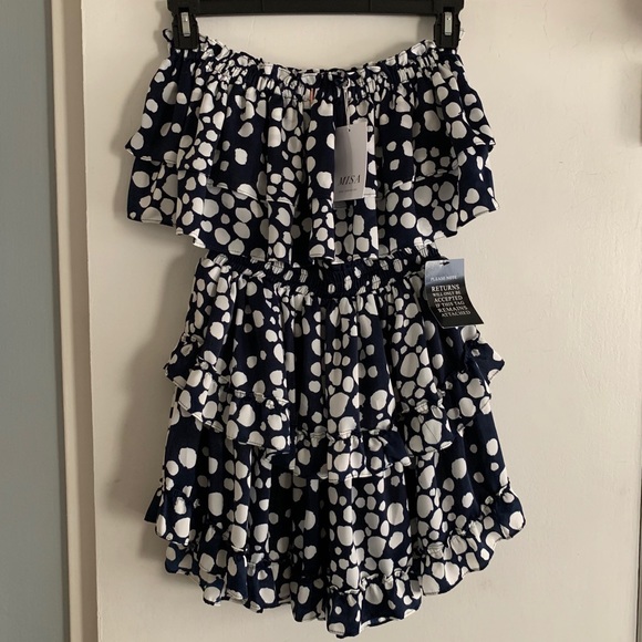 $326 Misa Smocked Waist Tiered Ruffle Mini Dress - Picture 11 of 14